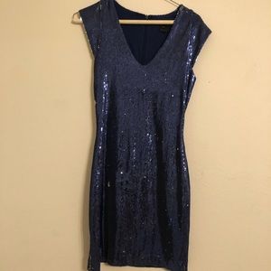 French connection blue sequence dress